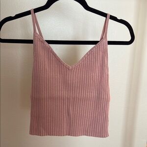 Kendall & Kylie Pink Ribbed Crop Camisole